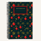Carnet Small Festive Christmas Notebook - Red Ornaments (Recto)