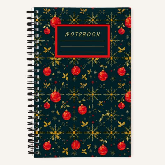 Carnet Small Festive Christmas Notebook - Red Ornaments (Recto)