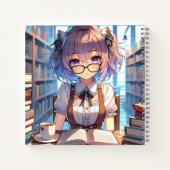Carnet Smart Anime Girl in Library Reading Books (Dos)