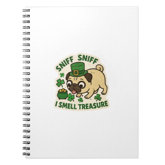 Carnet Smelling Treasure Pug St.Patrick's Day (Devant)
