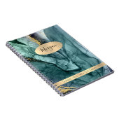 Carnet Smokey Turquoise Gris & Or Encre Abstraite, Nom/Su (Côté Droit)
