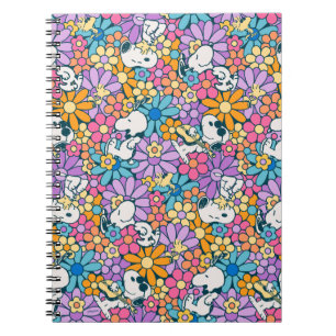 Carnet Snoopy & Motif de fleurs de bois