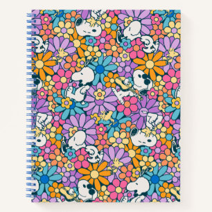 Carnet Snoopy & Motif de fleurs de bois