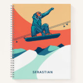 Carnet Snowboard moderne hiver Nom personnalisé (Devant)