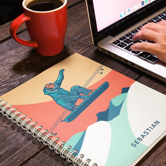 Carnet Snowboard moderne hiver Nom personnalisé