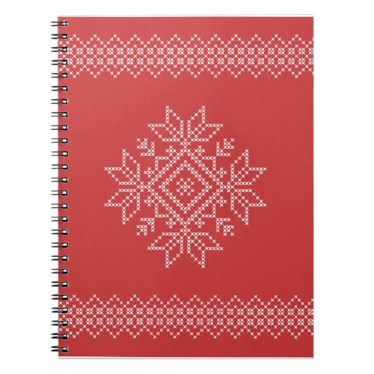 Carnet Snowflake croix couture rouge Noël vacances (Devant)
