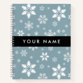 Carnet Snowflakes blanc, Grey, Votre nom, Personnaliser (Devant)