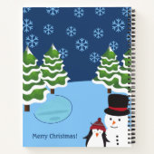 Carnet Snowflakes de Noël avec pingouin et nom (Dos)