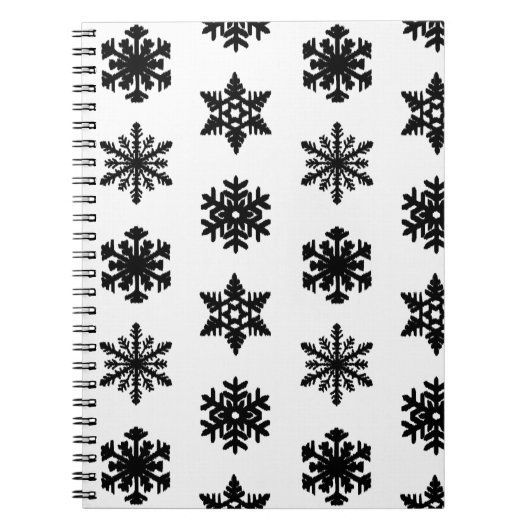 Carnet Snowflakes Ikat - Blanc et noir (Devant)