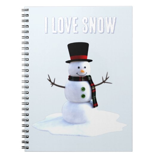 Carnet Snowman with hat and scarf. I Love Snow (Devant)