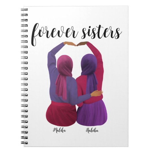 Carnet Soeurs Forever Cadeau Hijabi personnalisé (Devant)