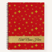 Carnet Soft Glow Golden Stars & Floral Petals Pattern (Devant)