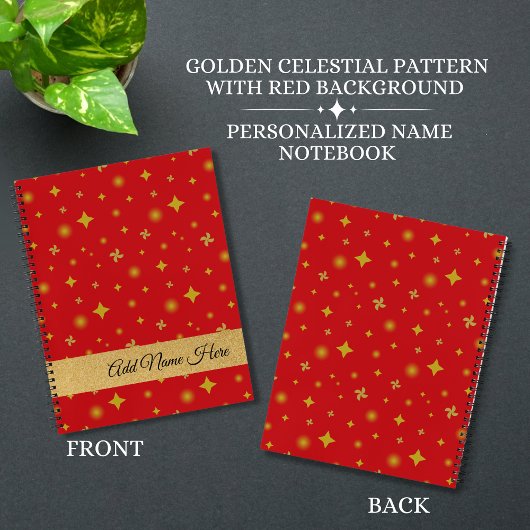Carnet Soft Glow Golden Stars & Floral Petals Pattern