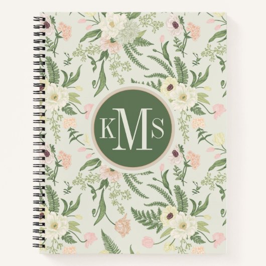 Carnet Soft Mint Green Garden Motif (Devant)