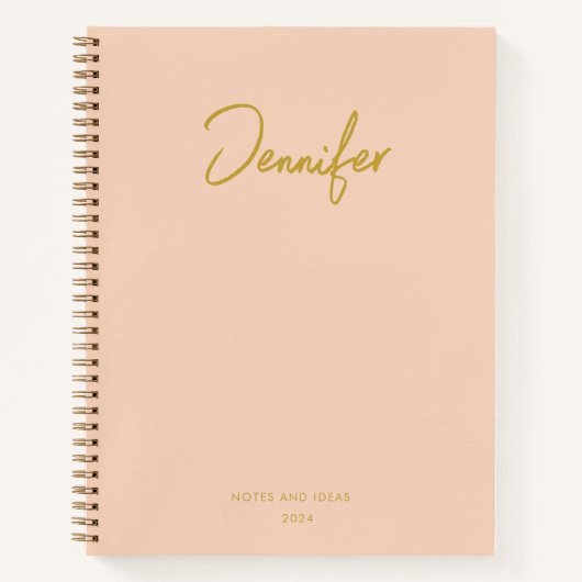 Carnet Soft Pastel Rose Elégant Nom Personnalisé D'Écritu (Devant)