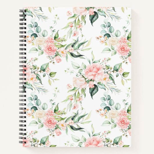Carnet Soft Pastel Rose Rose Flower Motif (Devant)