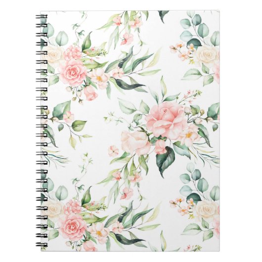 Carnet Soft Pastel Rose Rose Flower Motif (Devant)