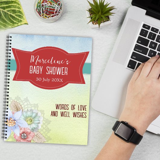 Carnet Soft Pastels Aquarelle Baby shower à fleurs