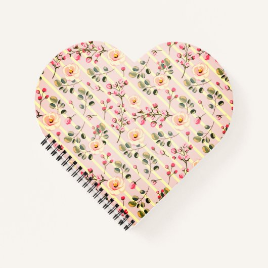 Carnet Soft Pink Floral Stripe Pattern (Devant)