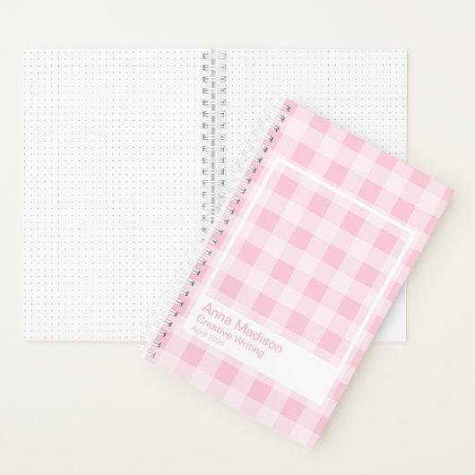 Carnet Soft Pink Gingham Transparent Frame (À l'intérieur)