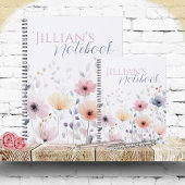 Carnet Soft Pink Pastel Watercolor Wildflower
