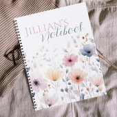 Carnet Soft Pink Pastel Watercolor Wildflower
