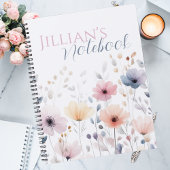 Carnet Soft Pink Pastel Watercolor Wildflower