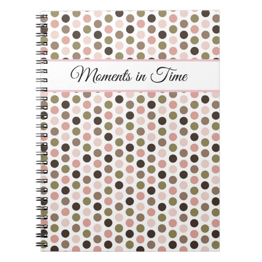 Carnet Soft, Retro Olive, Pink, and Brown Polka Dots (Devant)
