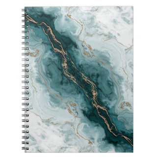 Carnet Soft Teal Marble Notebook with Gold River Veins