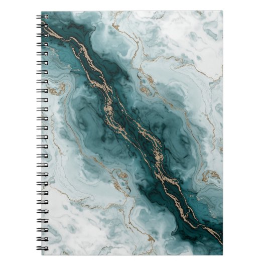 Carnet Soft Teal Marble Notebook with Gold River Veins (Devant)