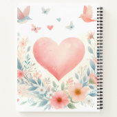 Carnet Soft Watercolor Heart Love Flowers Birds (Dos)