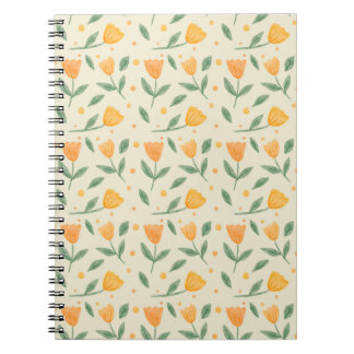 Carnet Soft Watercolor Orange Wildflower Seamless Pattern