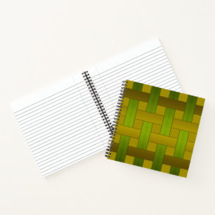 Carnet Soie jaune vert transparent doublée motif m rayé