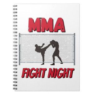 Carnet Soirée de combat de MMA texte et silhouette de deu