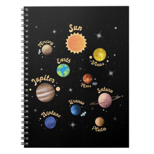 Carnet Solar System Planets Kids Knowledge Outer Space T-