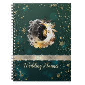 Carnet Soleil Céleste Et Fleurs Lune Étoiles Vert (Devant)