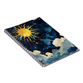 Carnet Soleil céleste moderne, étoiles et nuages bleus (Côté Droit)