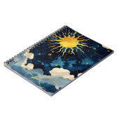 Carnet Soleil céleste moderne, étoiles et nuages bleus (Côté gauche)