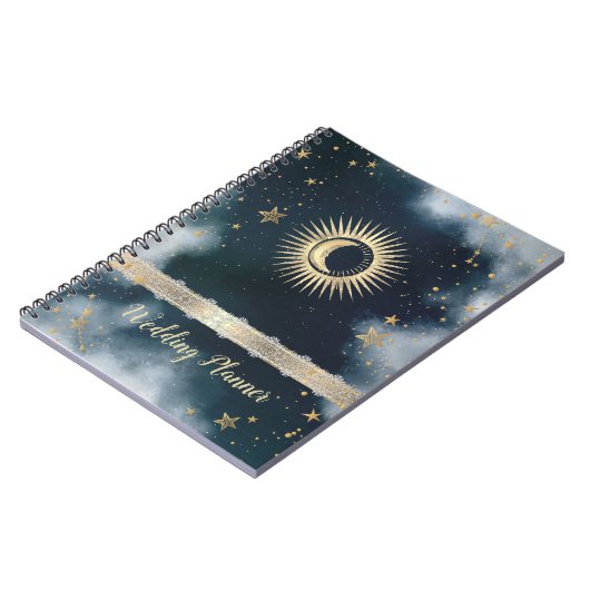 Carnet Soleil d'or céleste, Lune, Ciel nocturne étoilé (Côté gauche)