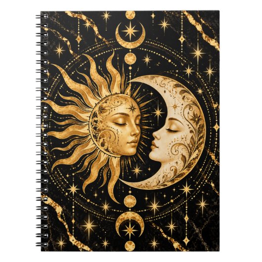 Carnet Soleil et Lune Célestes Or (Devant)
