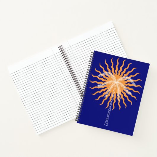 Carnet Soleil orange ligne blanche palmier