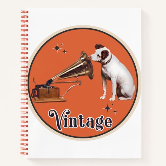 Carnet Son Maître Orange de voix Vintage (Devant)