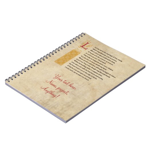 Carnet Sonnet 116 de Shakespeare (CXVI) sur le parchemin (Côté gauche)