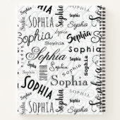 Carnet Sophia Typographie noir blanc (Dos)