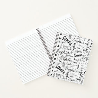 Carnet Sophia Typographie noir blanc