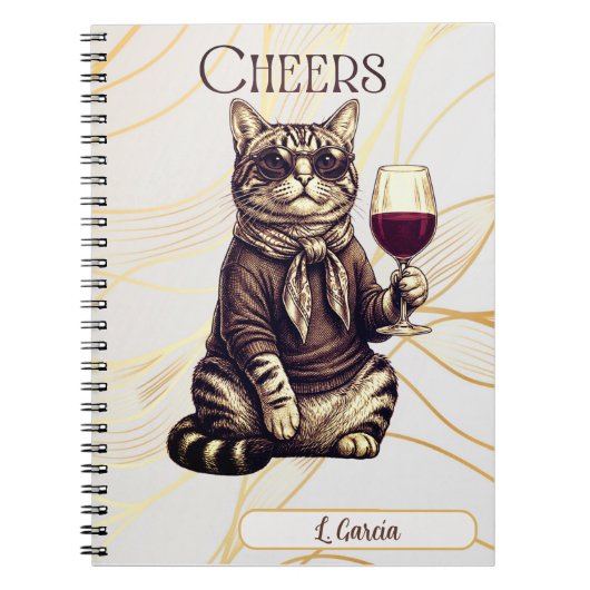 Carnet Sophisticated Cat Wine Lover Notebook (Devant)