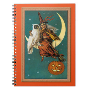 Carnet Sorcier et hibou nostalgiques joyeux Halloween