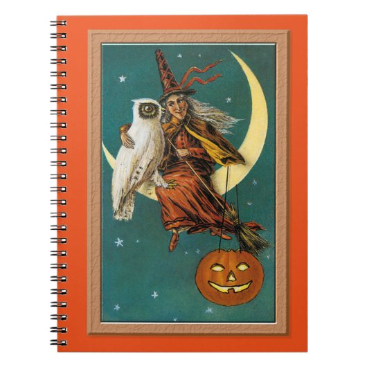 Carnet Sorcier et hibou nostalgiques joyeux Halloween (Devant)