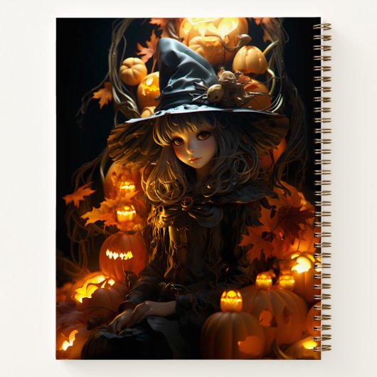 Carnet Sorcière assise sur son trône Jack-O-Lantern (Dos)