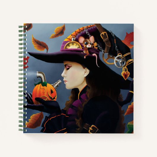 Carnet Sorcière Citrouille Steampunk (Devant)